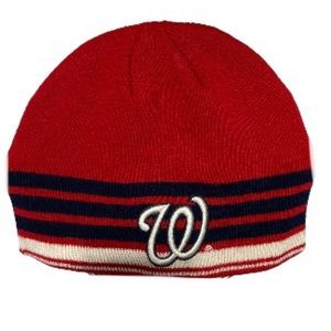 Washington Nationals Red White Blue Beanie Striped Beanie Cap Unisex One Size